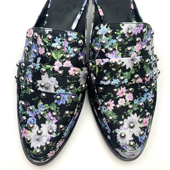 REBECCA MINKOFF MILENA STUDDED SILK LOAFER MULE - Picture 10 of 13